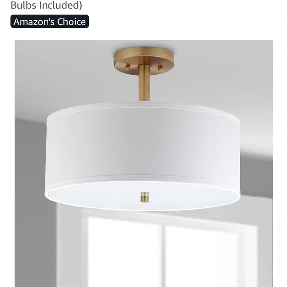 BRAND NEW IN BOX Safavieh Modern Gold and White Ceiling Light Fixture - Picture 6 of 7